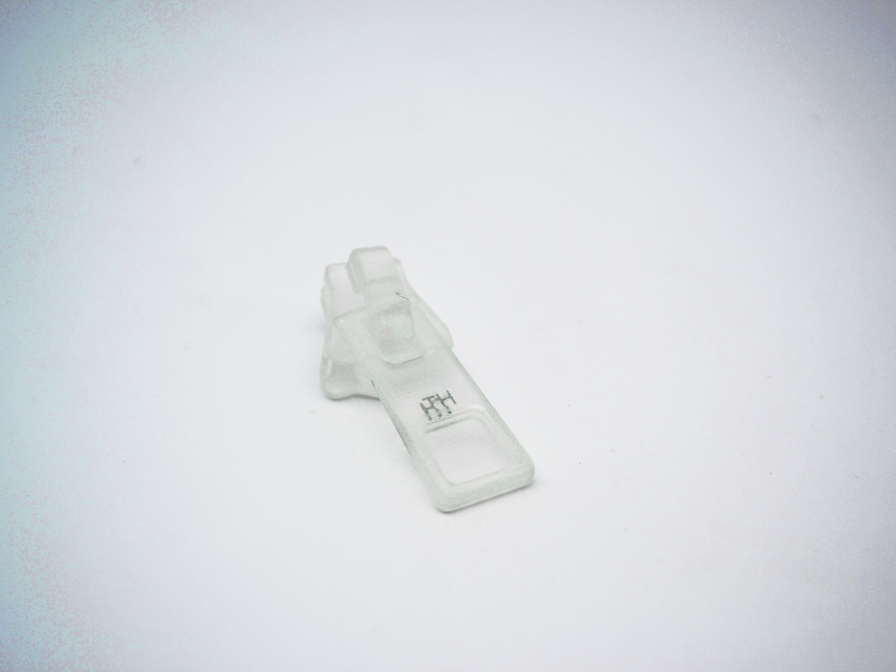 TH Zipper 3D printed clear puller.