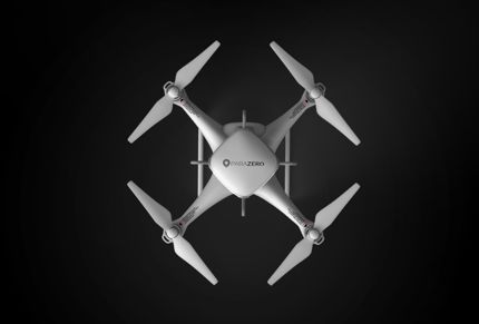 Top view of Parazero drone black background.