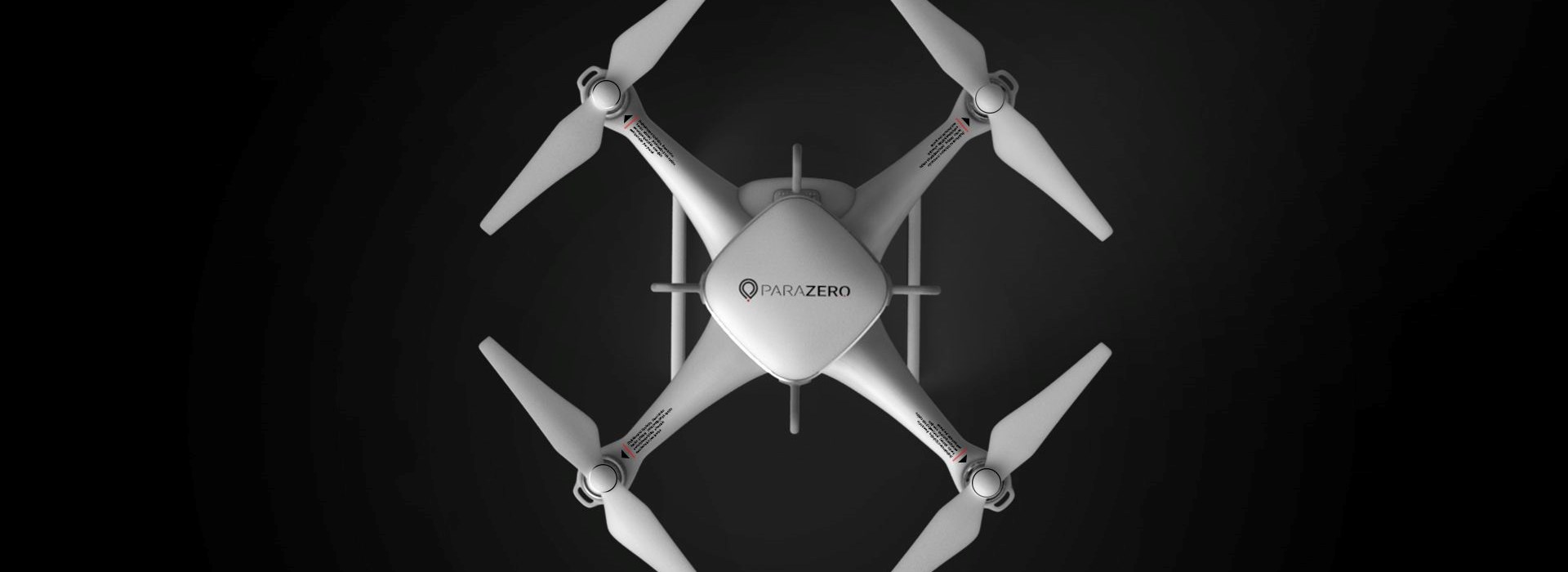 Top view of Parazero drone black background.