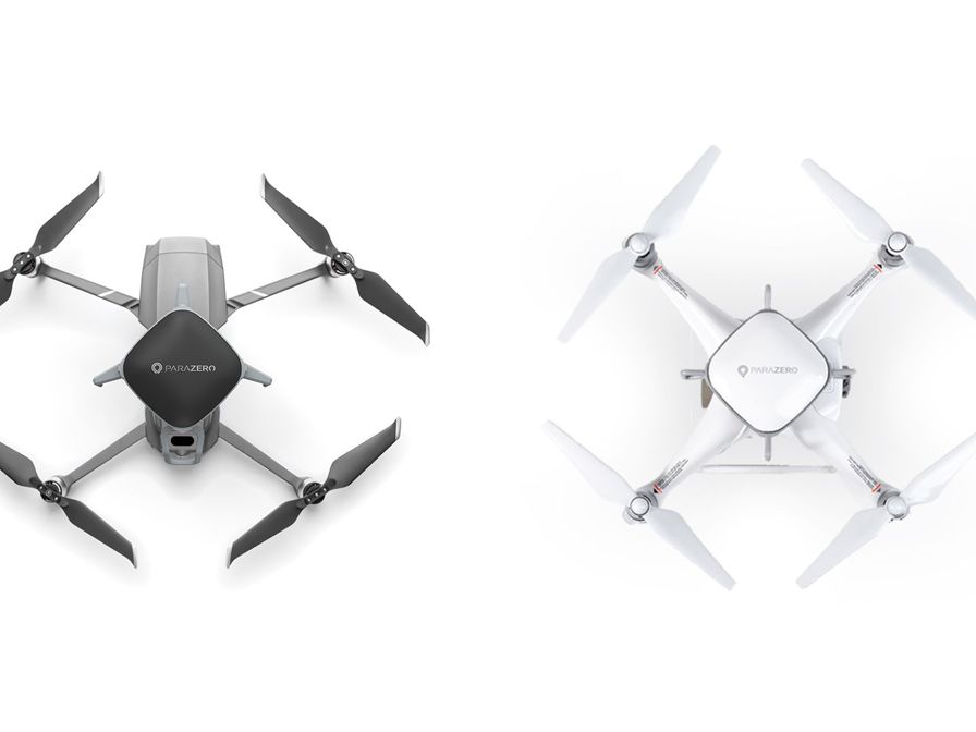 Top and bottom view of Parazero drone white background
