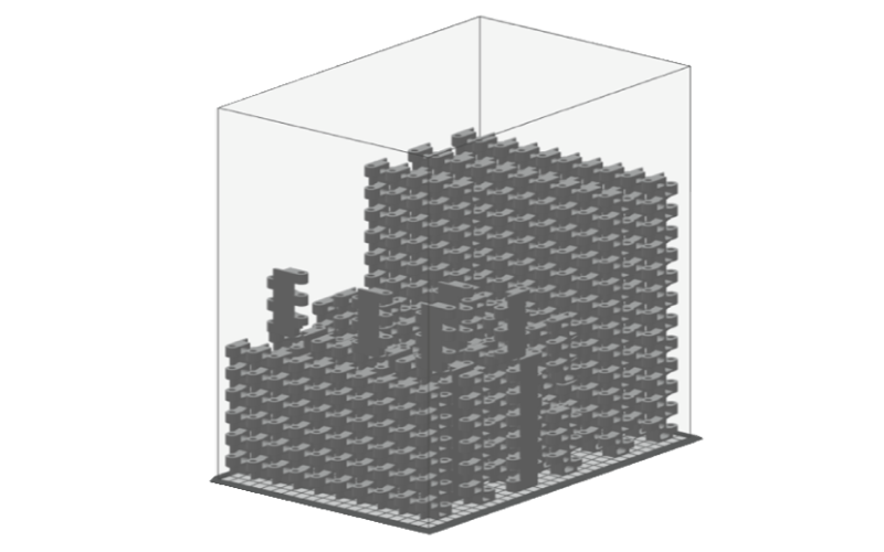 All 75 parts were printed in a single 10-hour built at a density of 11%.