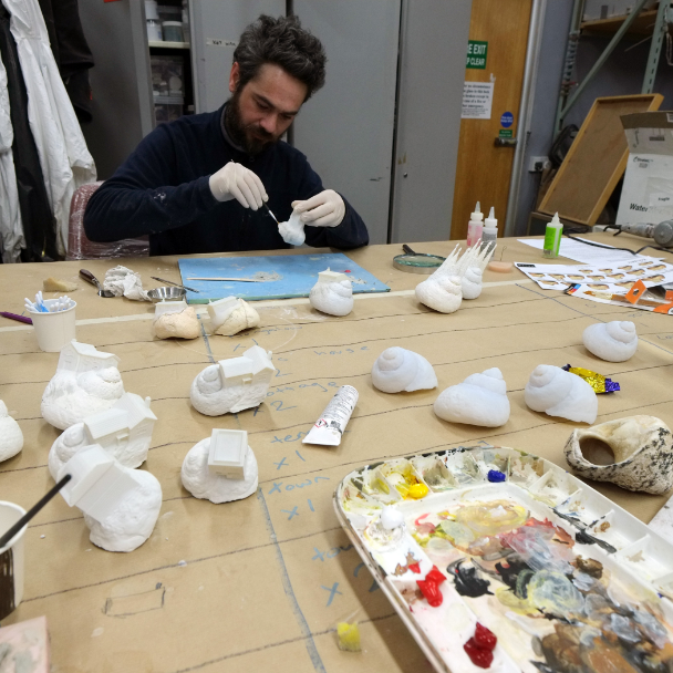 Each 3D printed shell was created from the scan of an actual
shell and produced in Digital ABS material.