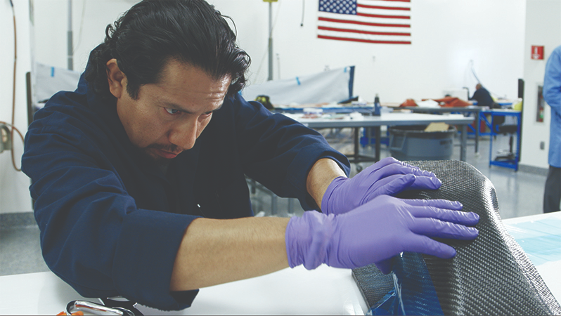 Prior to bagging for cure, the ply lay-up is
completed.