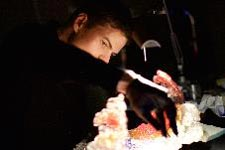 Neri Oxman and her team collaborate with Stratasys to produce the world’s first 3D printed photosynthetic wearable. Photo credit: Steven Keating, courtesy of Mediated Matter. 