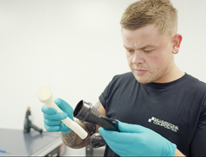 Man holding 3d printed part