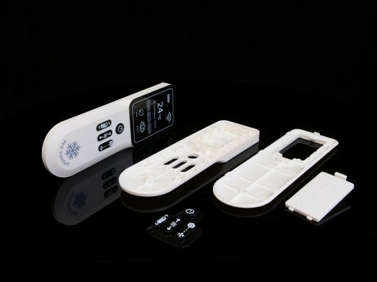 An array of remote controls 3D printed using Stratasys PolyJet ToughONE material