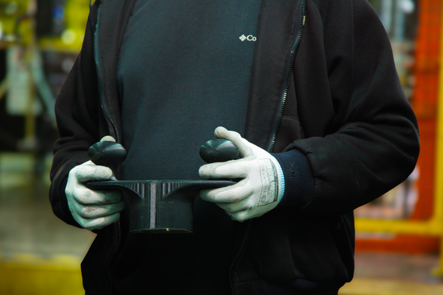 Custom palm tool to install center cap on wheels