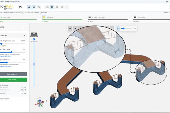 FDM Toolpath-based material orientation mapped to finite element mesh.