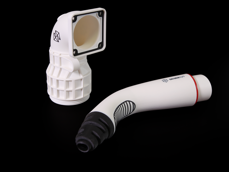 Electric car carger and duct 3D printed with Stratasys ToughONE Polyjet Material