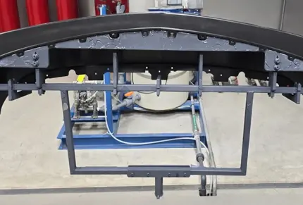 automotive bumper on paint line with 3d printed masking tool