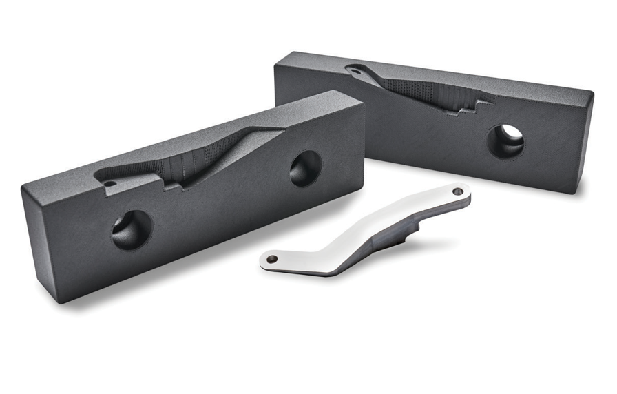 These soft jaws were 3D printed with FDM® Nylon-CF10, a composite nylon polymer.