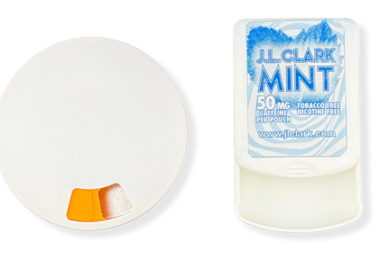 J.L. Clark 3D printed caffeine pouch containers.