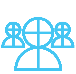 Expert team blue icon